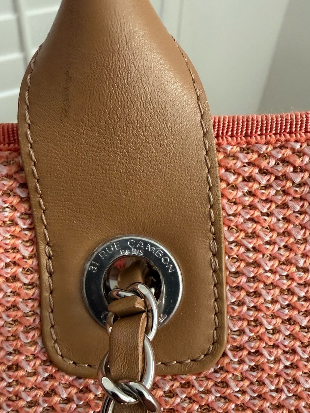Chanel Pink Raffia Large Shopping Tote - Picture 3 of 11